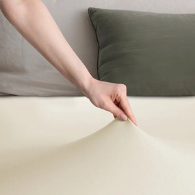 Cearceaf bej din jerseu cu elastic 140x200 cm Amber – Restilo
