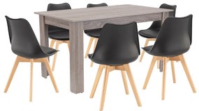 Set de masă Zara 6+1 negru-stejar York