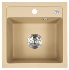 Chiuvetă pătrată Nia din granit, bej, cu o singură cuvă