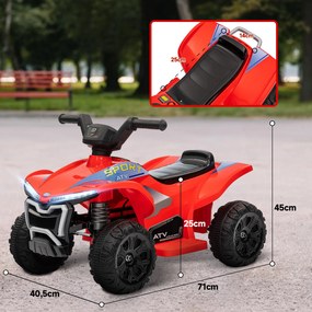 AIYAPLAY Quad electric copil 6V mașină electrică copii viteză de 2,5 km/h pentru copii 18-36 luni 71 x 40,5 x 45 cm roșu | Aosom Romania