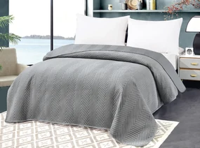 Cuvertura de pat din catifea gri cu model ARROW VELVET Dimensiune: 200 x 220 cm