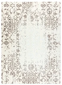 Covor CORE 247A Ornament Vintage - structural, două niveluri de lână, cremă / maro