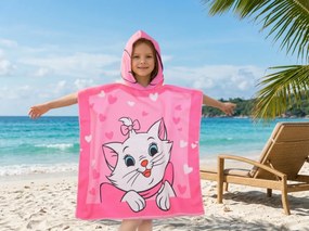 Poncho pentru copii PISICA MINA roz Dimensiune: 60 x 120 cm