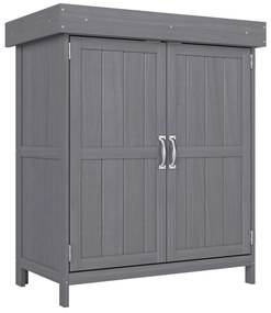 Outsunny Dulap de Gradina cu 2 Rafturi si  2 Usi, Lemn, 74x43x88 cm, culoarea lemnului | Aosom Romania