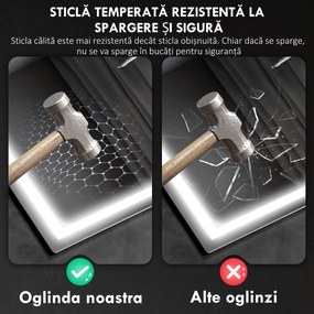 HOMCOM Oglindă Baie Bluetooth LED Antiabur Tactil | Aosom Romania