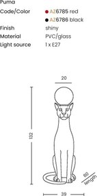 Figurina design decorativ cu iluminat PUMA RED