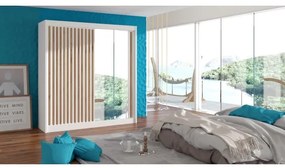 Dulap SANTINO cu oglindă 203x215 cm alb/stejar craft