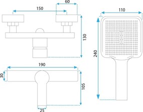 Baterie de dus REA ARGUS Cupru periat