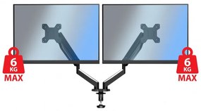 Suport monitor Esperanza ERW020, 17"-27", Pentru 2 monitoare, Mecanism cu arc, VESA 75/100 mm, Pana la 6 kg per brat, Negru