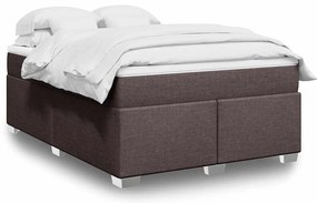 vidaXL Pat box spring cu saltea, maro închis, 140x200 cm, textil