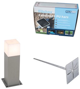 Lampă de exterior 30 cm gri cu țăruș de sol și mânecă de cablu - Denmark