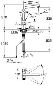 GROHE 30600000 - Baterie pentru chiuvetă BLUE PURE cu pipa în L, crom lucios