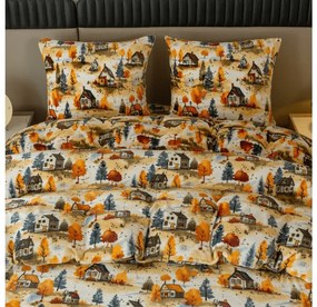 Lenjerie cocolino AUTUMN VILLAGE colorata Dimensiune lenjerie de pat: 70 x 90 cm | 140 x 200 cm