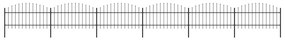 Gard de gradina cu varf sulita, negru, (1-1,25)x10,2 m otel 1, 100-125 cm, 10.2 m