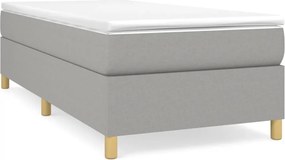 vidaXL Pat box spring cu saltea, gri deschis, 90x190 cm, textil