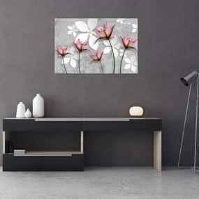 Tablou cu abstracție florală (90x60 cm)