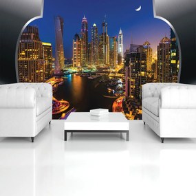 Fototapet - Zgârăienorii din Dubai noaptea (152,5x104 cm)