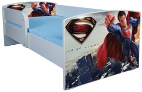 Pat cu Superman pentru baieti cu saltea 130x60 cm, fara sertar ptv3376