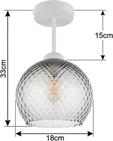 BRILAGI - Lustră LED aplicată R GLASS 1xE27/60W/230V Ø 18 cm alb/gri fumuriu