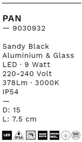 Spot LED aplicat iluminat exterior ambiental IP54 PAN negru