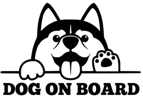 Sticker Auto Decorativ, Dog On Board, Negru Mat, 20×13 cm