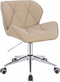 HR111K Scaun Crem Piele Ecologica Premium Soft cu Bază Cromata