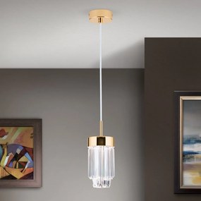 Pendul LED cu cristal K9 design elegant PRISM auriu