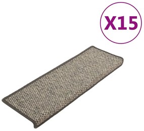 Covorase scari autoadezive, 15 buc., gribej, 65x25 cm, sisal 15, gri si bej, 65 x 25 cm