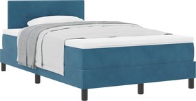 vidaXL Pat cu arcuri cu saltea Albastru închis 120 x 190 cm Catifea
