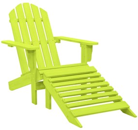 vidaXL Scaun de grădină Adirondack cu otoman verde lemn masiv brad