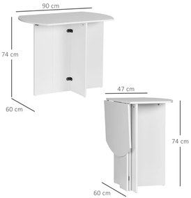 HOMCOM Masă Pliabilă Bucătărie Prânz Lemn Melamină Ușor de Curățat Design Compact Alb | Aosom Romania