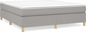 vidaXL Pat continental cu saltea, gri deschis, 160x200 cm, textil