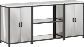 vidaXL Set de depozitare pentru bucătărie cu raft 3 pcs Argintiu