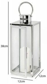 Felinar decorativ 38 cm, crom lucios