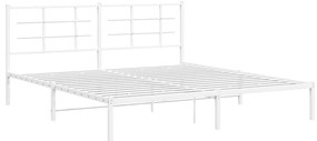 355614 vidaXL Cadru de pat metalic cu tăblie, alb, 180x200 cm