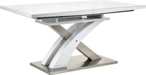 Masa extensibila SANDOR 2, alb/crom, sticla securizata/otel, 160/220x9