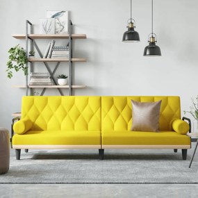 Canapea extensibilă cu cotiere, galben deschis, textil