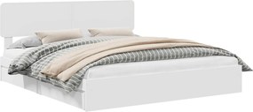 vidaXL Pat cu storage cu headboard Alb 180 x 200 cm Lemn compozit