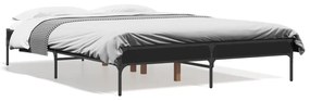 845041 vidaXL Cadru de pat, negru, 135x190 cm, lemn prelucrat și metal