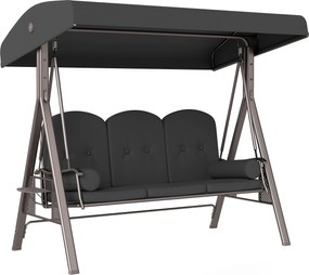 Outsunny Leagăn de Grădină pentru 3 Persoane, Bancă Balansoar cu Copertină Reglabilă și Perne, 120x208x172 cm, Gri | Aosom Romania