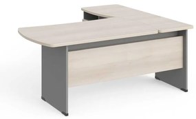 Statie de lucru de colt Manager 180 x 160 cm, stânga, salcâm deschis / gri