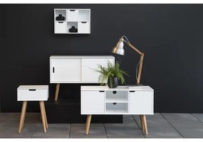 Noptieră CARLY stejar/alb