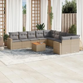 vidaXL Set canapele de grădină cu perne, 11 piese, bej, poliratan