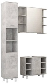 Set mobilier baie, 3 piece, gri beton, PAL Gri beton, 1