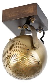 Spot industrial bronz cu lemn - Haicha