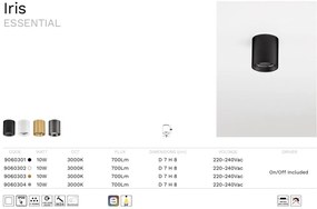 Spot aplicat LED design tehnic IRIS nickel negru