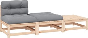 vidaXL Set mobilier grădină cu perne, 3 piese, lemn masiv de pin