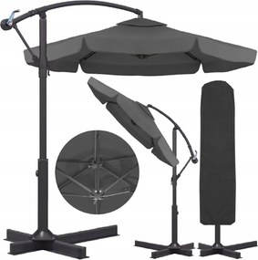 Umbrela de soare pliabila pentru gradina ARCADIA 300 cm, gri