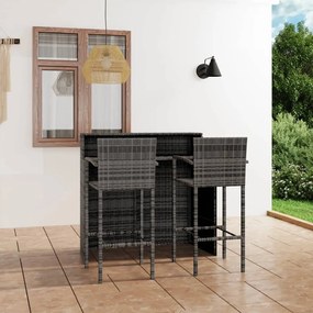 3064887 vidaXL Set mobilier de bar de grădină, 3 piese, gri