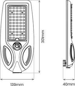 Lampă stradală solară LED VENICE, reglabilă, cu senzor, 50 W, baterie 4000 mAh, IP65, neagră + telecomandă